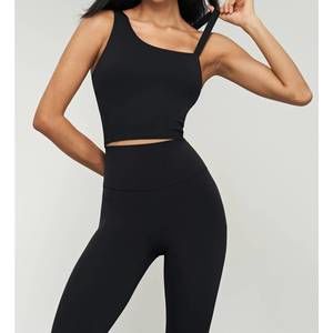 NEW 91THELABEL kalina longline one shoulder strap sports bra in black